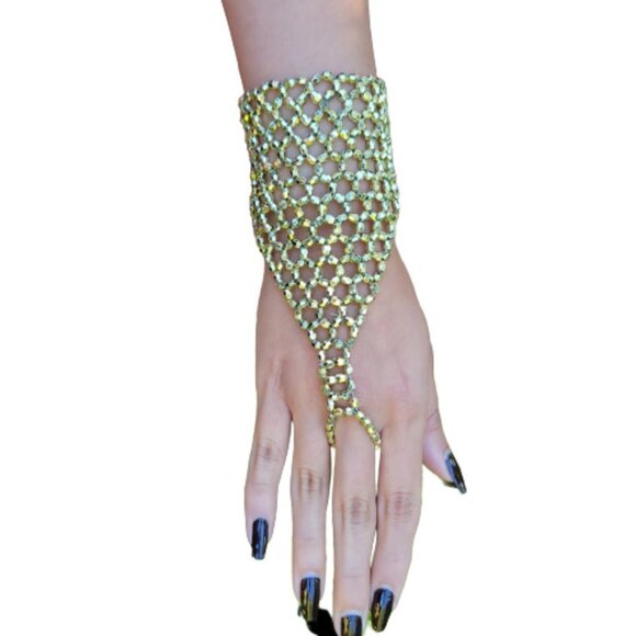 STRETCHY Gold Wrist Bracelet Sparkly Stretch Bracelet Belly Dance NEW - Picture 1 of 7